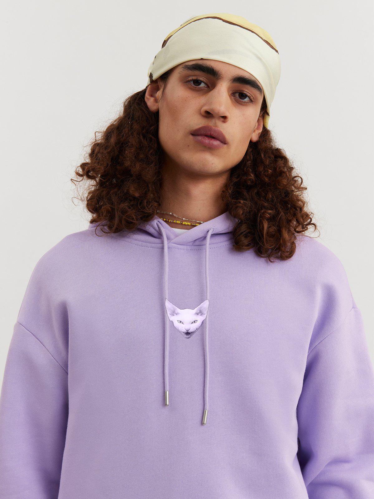 Man wearing Violet Hoodie