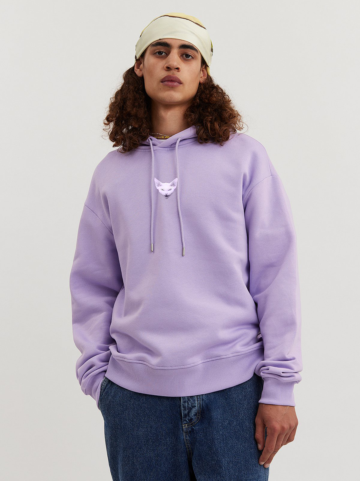 Man wearing Violet Hoodie